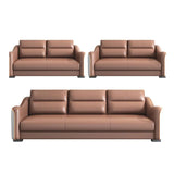 Brown Scratch Resistant Faux Leather Reception Sofa Image - 17