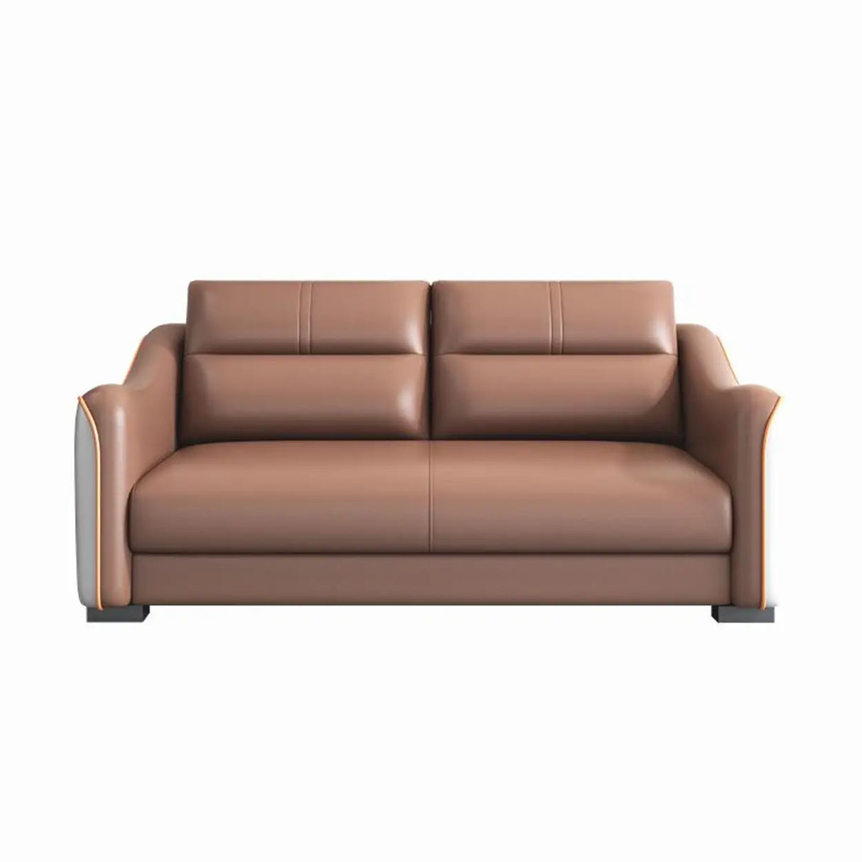 Brown Scratch Resistant Faux Leather Reception Sofa Image - 3