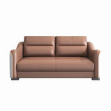 Brown Scratch Resistant Faux Leather Reception Sofa Image - 3