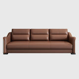 Brown Scratch Resistant Faux Leather Reception Sofa Image - 5