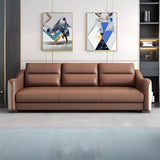 Brown Scratch Resistant Faux Leather Reception Sofa Image - 6