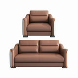 Brown Scratch Resistant Faux Leather Reception Sofa Image - 7