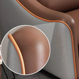 Brown Scratch Resistant Faux Leather Reception Sofa Image - 8