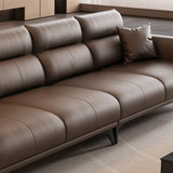 Brown Scratch Resistant Leather 3-Seats Sofa with Arms Image - 5