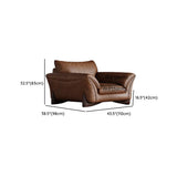 Brown Scratch Resistant Leather Cushion Back Sofa #size
