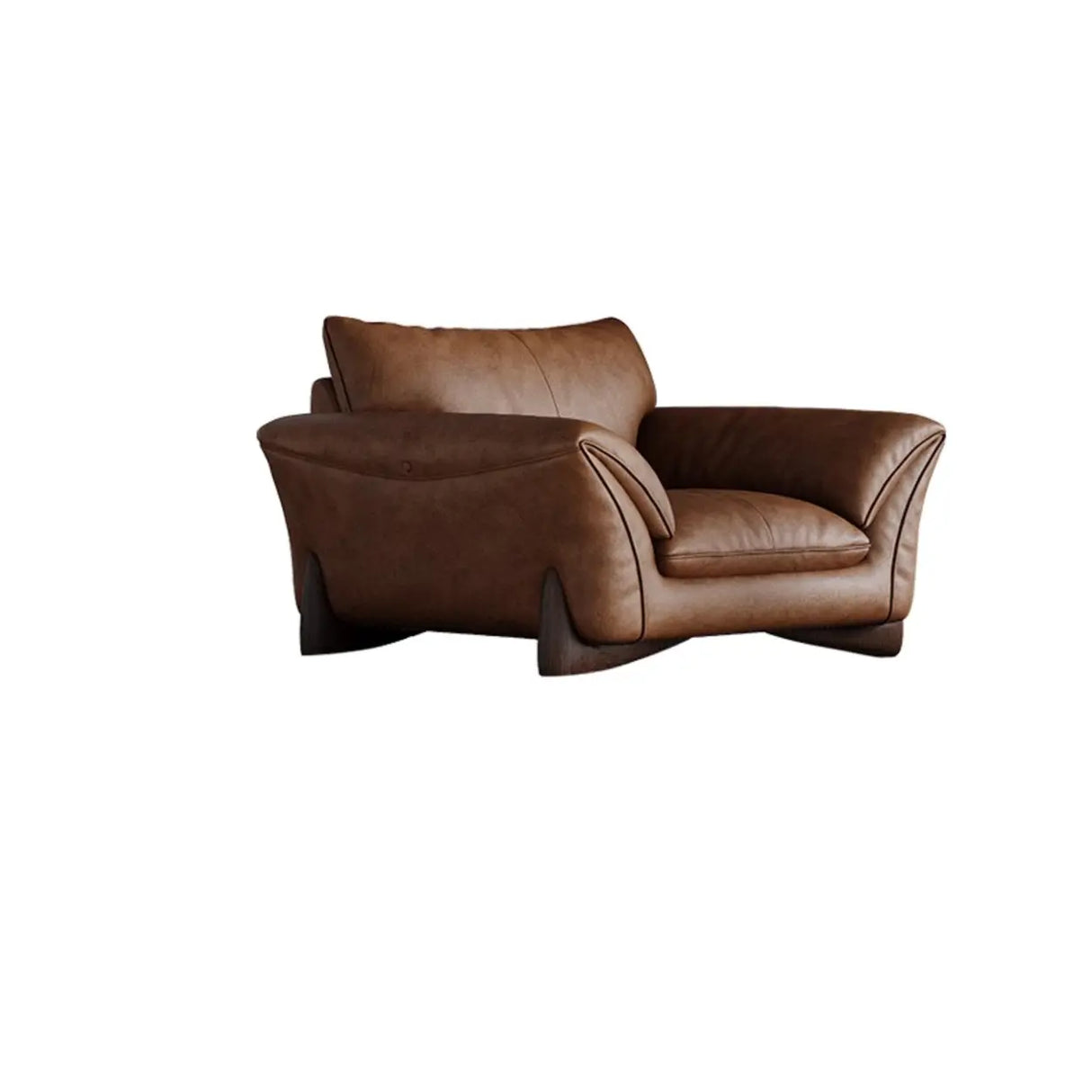 Brown Scratch Resistant Leather Cushion Back Sofa Image - 2