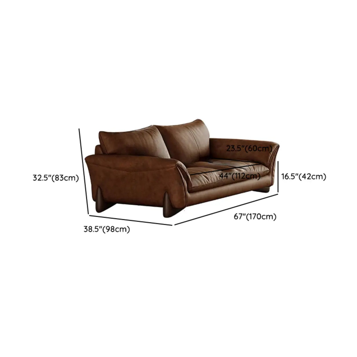 Brown Scratch Resistant Leather Cushion Back Sofa Image - 13