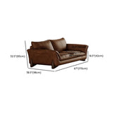 Brown Scratch Resistant Leather Cushion Back Sofa Image - 13