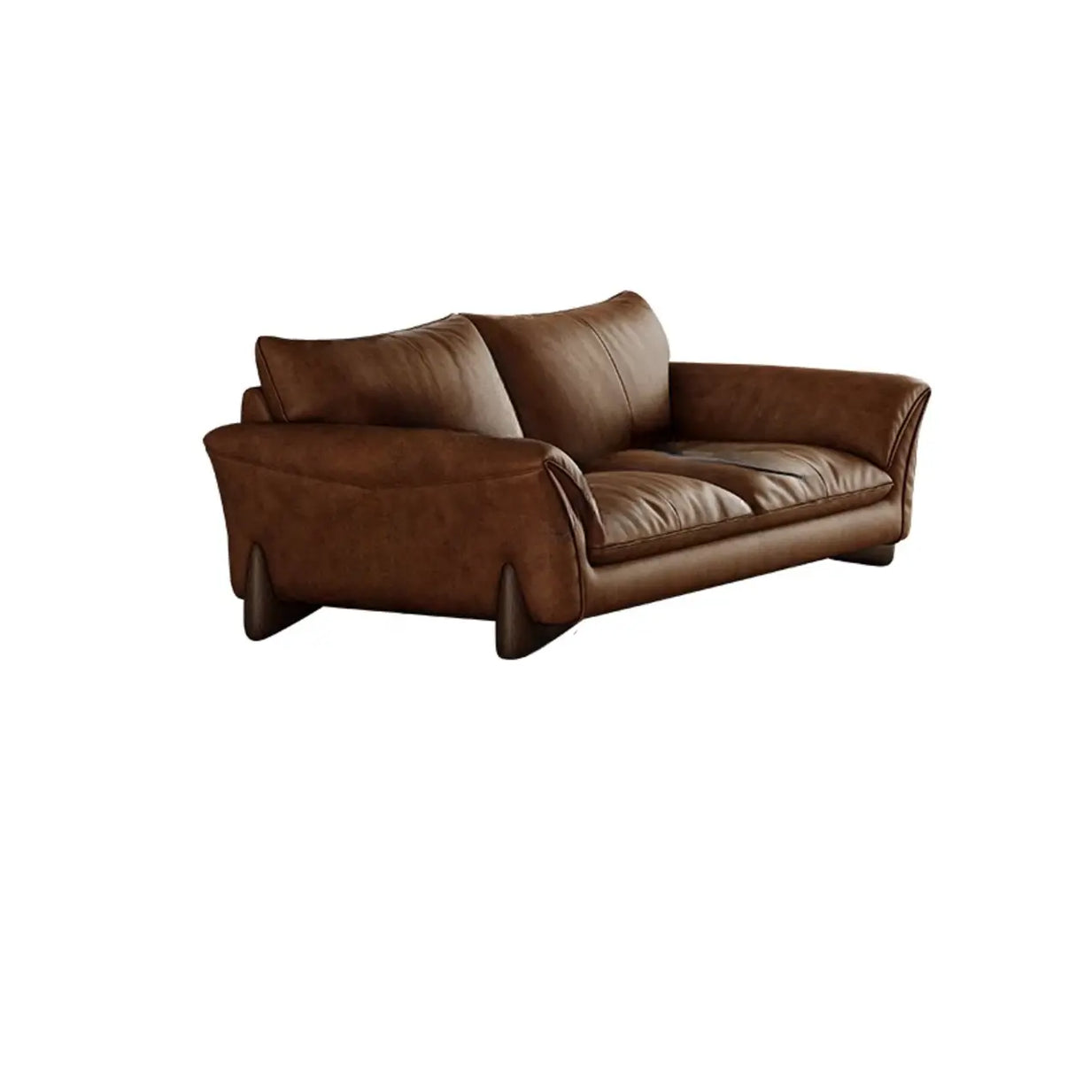 Brown Scratch Resistant Leather Cushion Back Sofa Image - 3