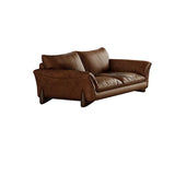 Brown Scratch Resistant Leather Cushion Back Sofa Image - 3