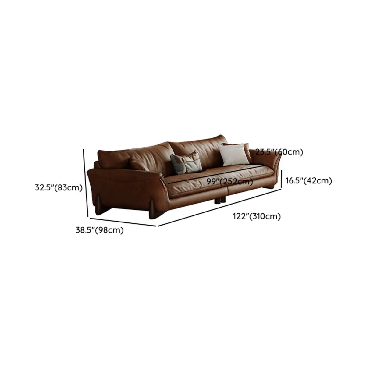 Brown Scratch Resistant Leather Cushion Back Sofa Image - 18