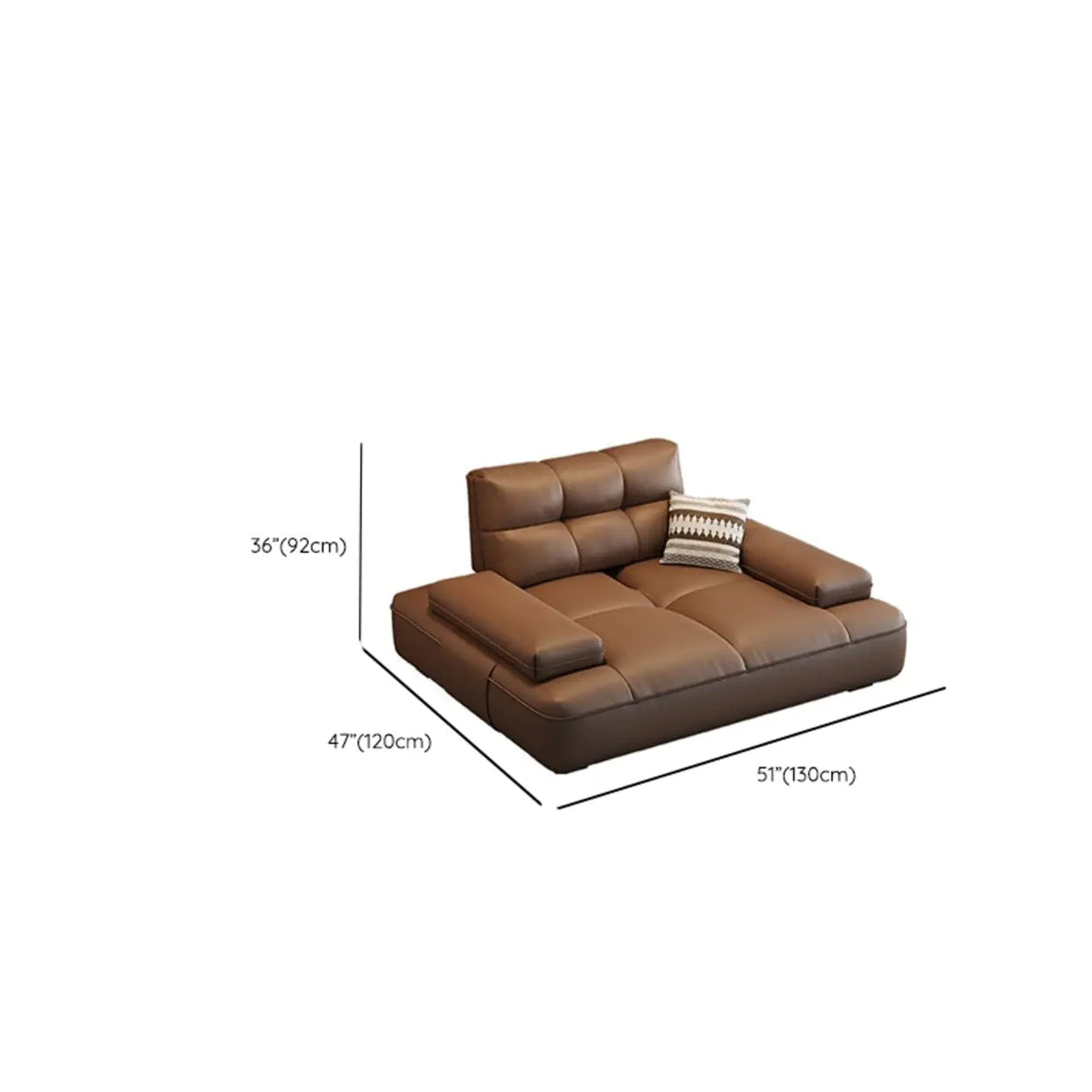 Brown Scratch Resistant Leather Pillow Extra Deep Sofa 