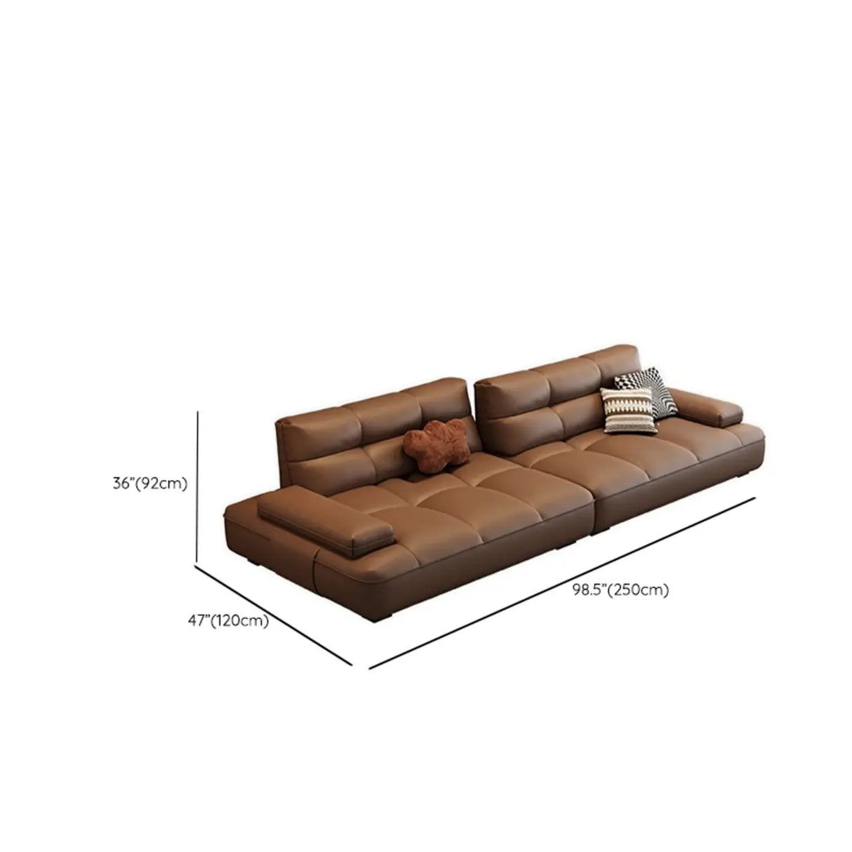 Brown Scratch Resistant Leather Pillow Extra Deep Sofa Image - 15