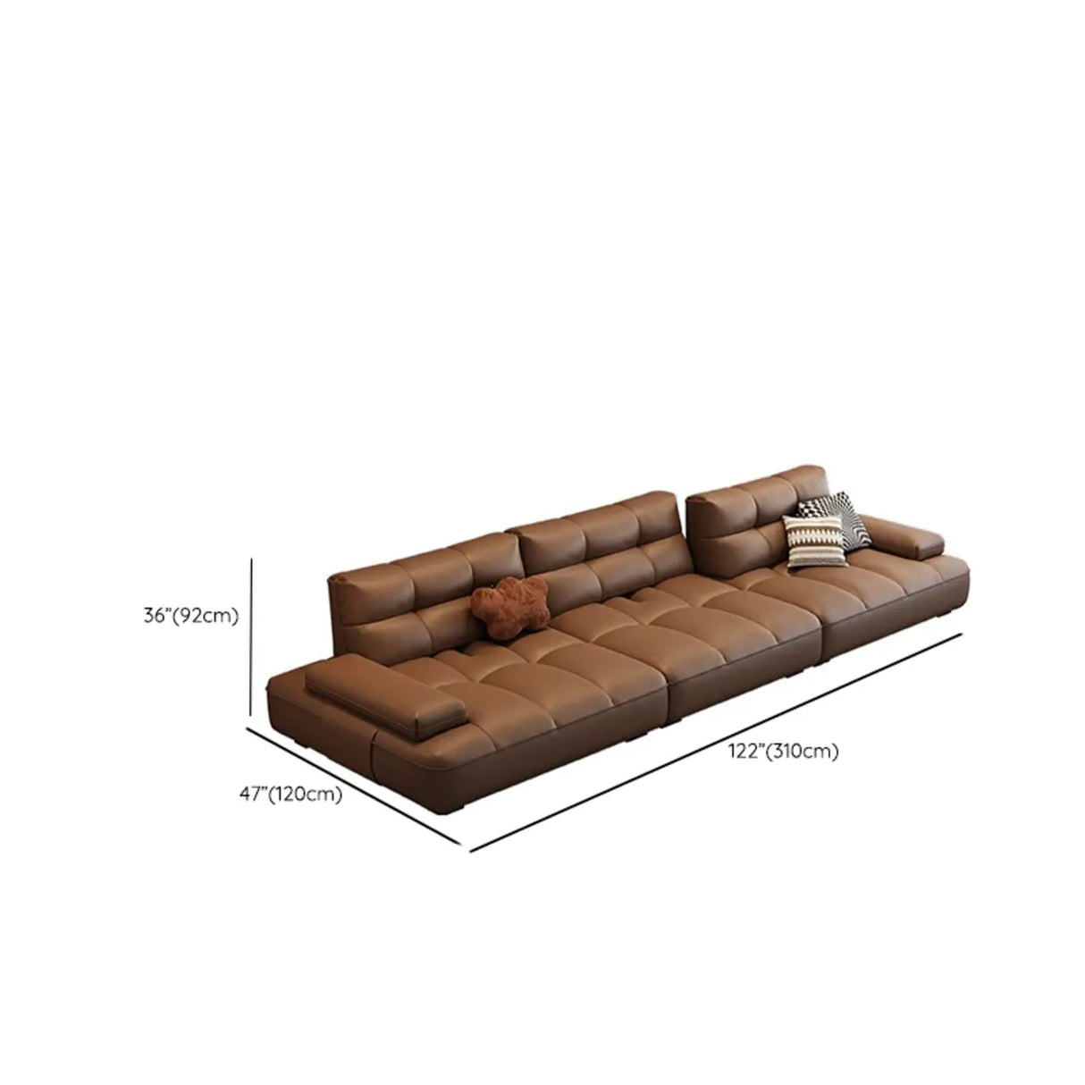 Brown Scratch Resistant Leather Pillow Extra Deep Sofa Image - 16