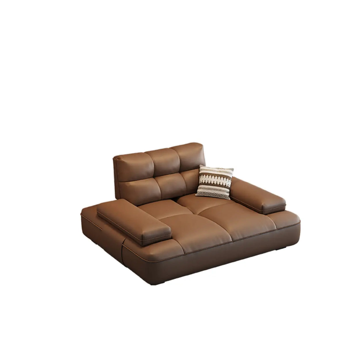 Brown Scratch Resistant Leather Pillow Extra Deep Sofa Image - 8