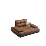 Brown Scratch Resistant Leather Pillow Extra Deep Sofa Image - 8