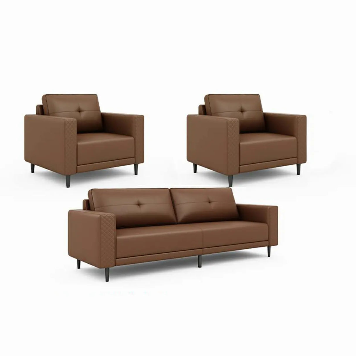 Brown Scratch Resistant Leather Reception Sofa with Arm Image - 10
