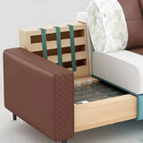 Brown Scratch Resistant Leather Reception Sofa with Arm Image - 11