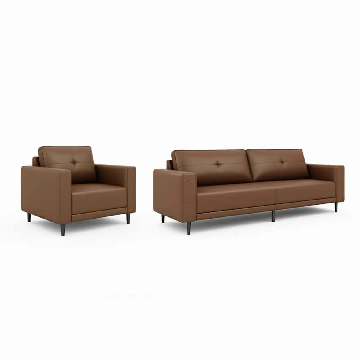 Brown Scratch Resistant Leather Reception Sofa with Arm Image - 12