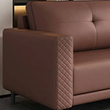 Brown Scratch Resistant Leather Reception Sofa with Arm Image - 13