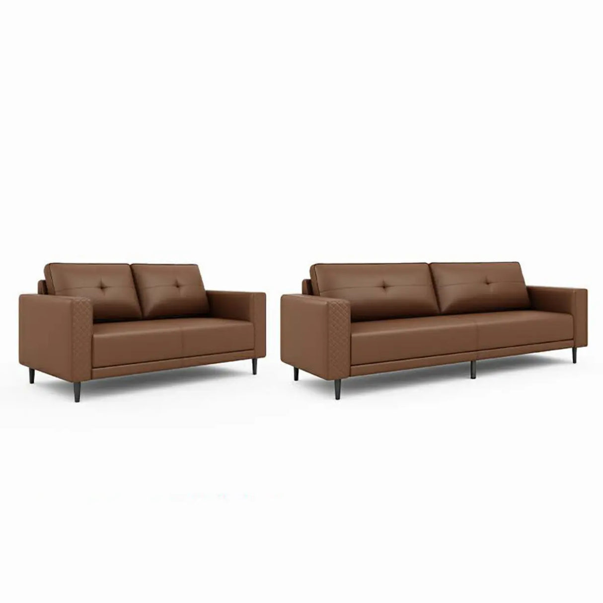 Brown Scratch Resistant Leather Reception Sofa with Arm Image - 14