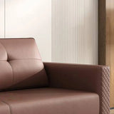 Brown Scratch Resistant Leather Reception Sofa with Arm Image - 16