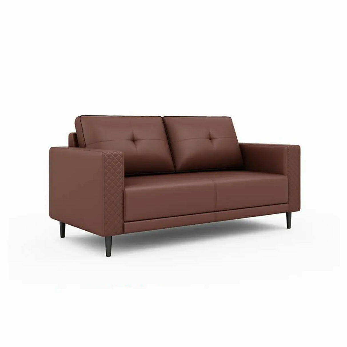 Brown Scratch Resistant Leather Reception Sofa with Arm Image - 17