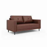 Brown Scratch Resistant Leather Reception Sofa with Arm Image - 17