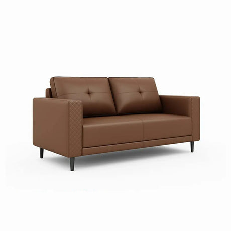 Brown Scratch Resistant Leather Reception Sofa with Arm Image - 2