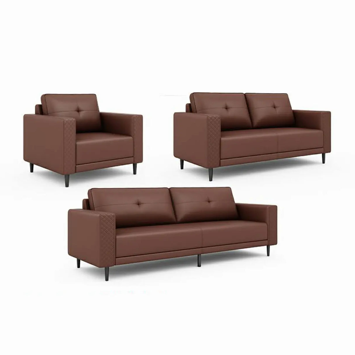 Brown Scratch Resistant Leather Reception Sofa with Arm Image - 23