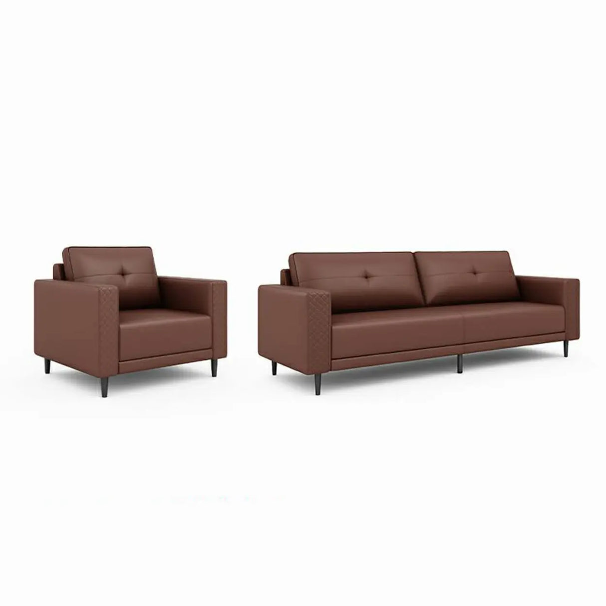 Brown Scratch Resistant Leather Reception Sofa with Arm Image - 25