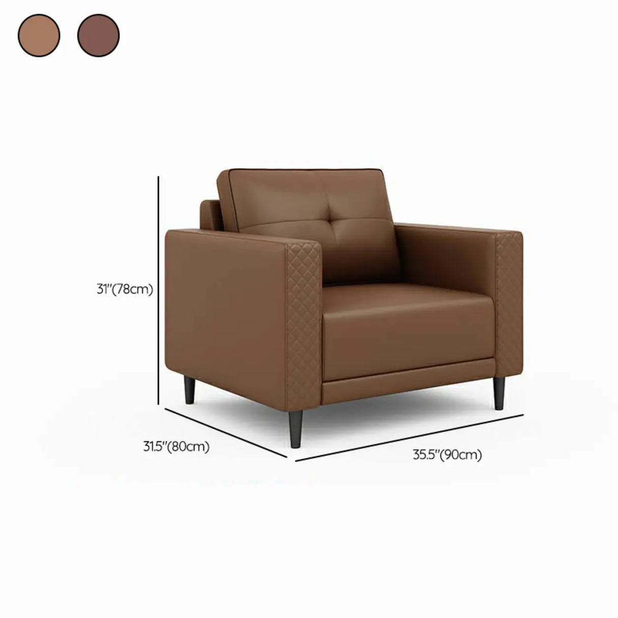 Brown Scratch Resistant Leather Reception Sofa with Arm 