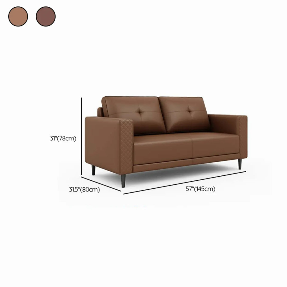 Brown Scratch Resistant Leather Reception Sofa with Arm Image - 29