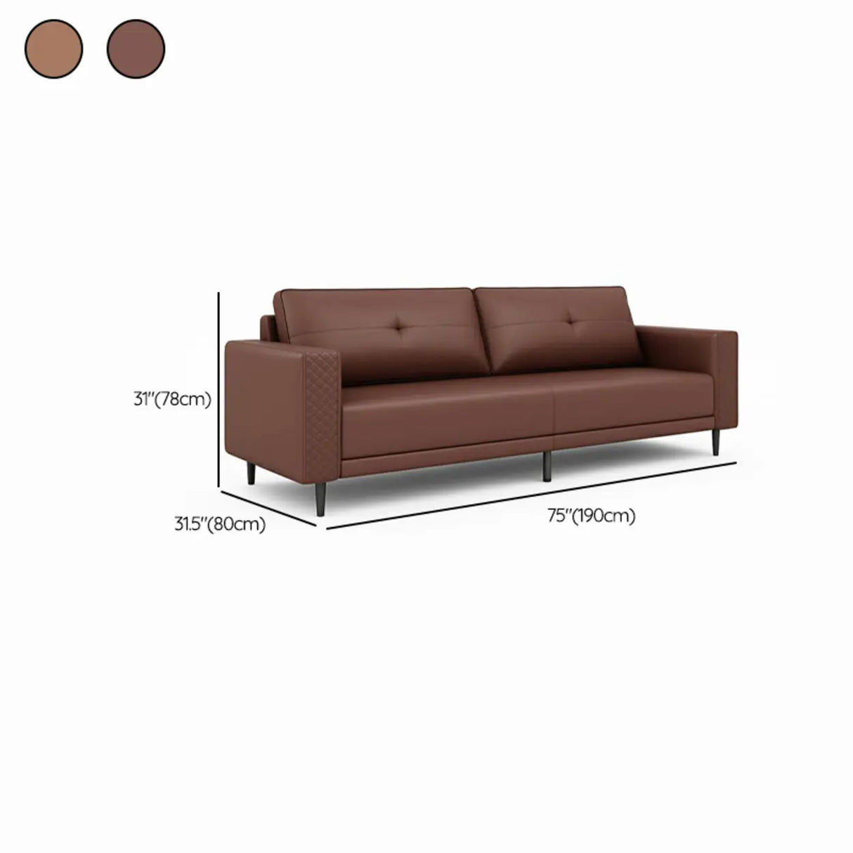 Brown Scratch Resistant Leather Reception Sofa with Arm Image - 30