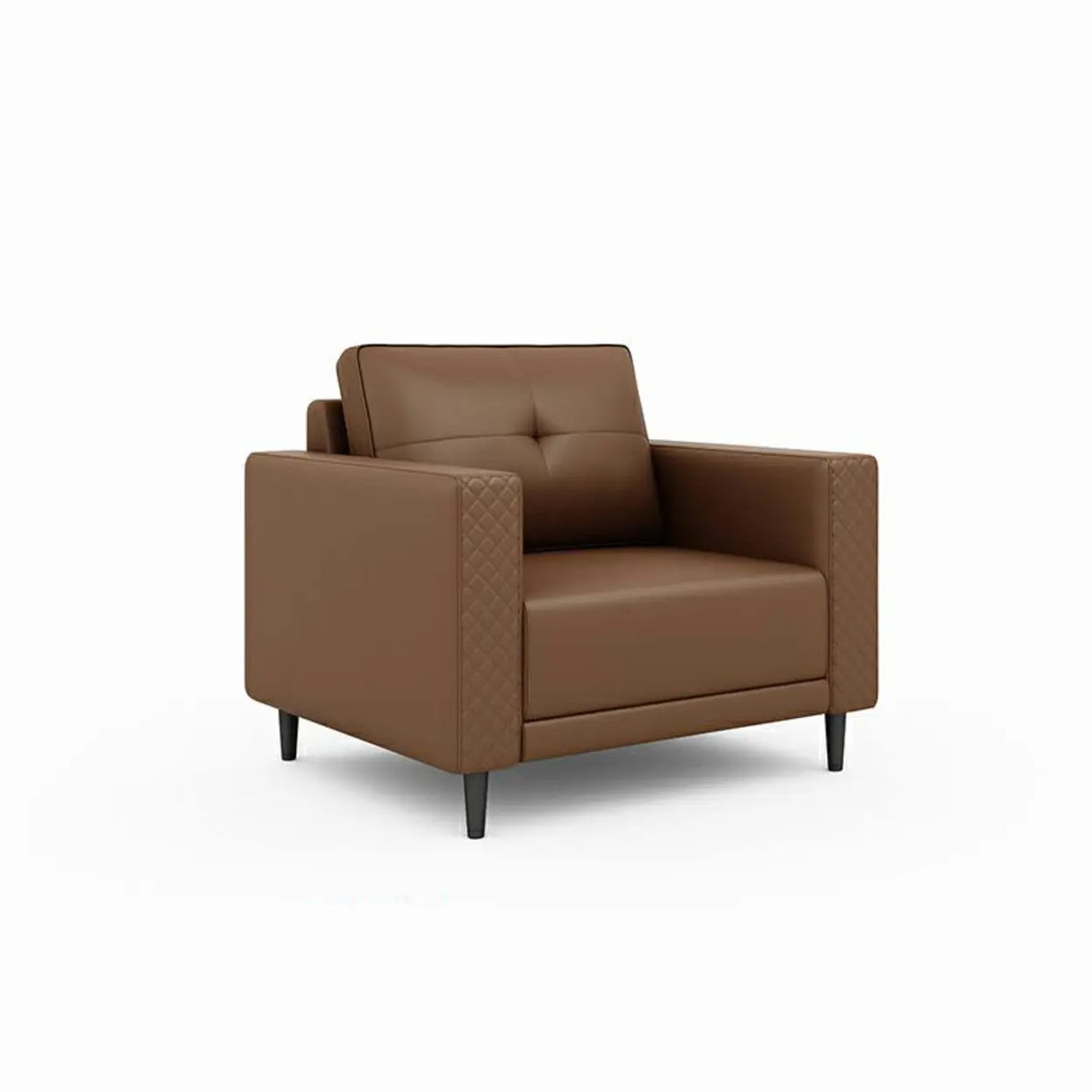 Brown Scratch Resistant Leather Reception Sofa with Arm Image - 4