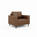 Brown Scratch Resistant Leather Reception Sofa with Arm Image - 4