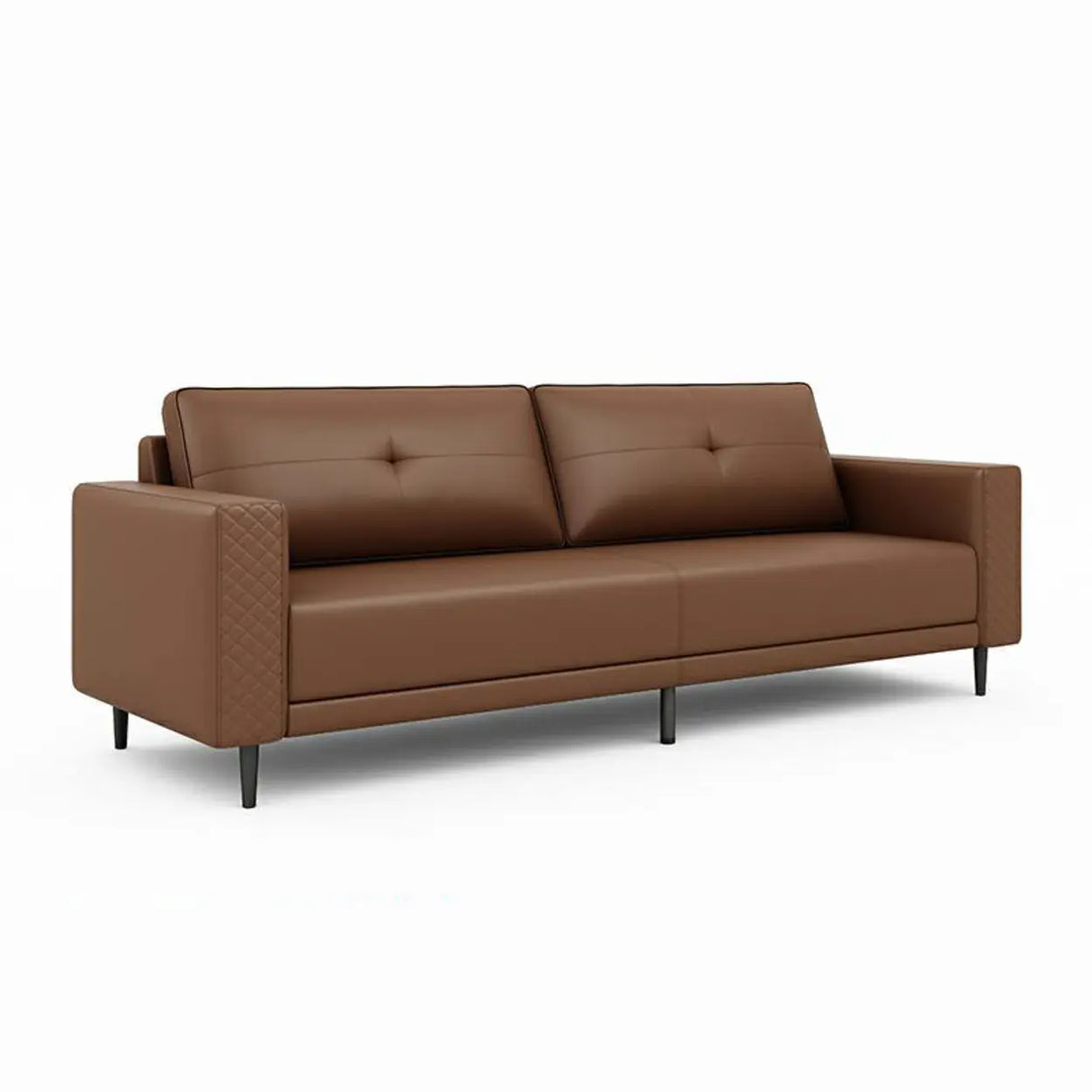 Brown Scratch Resistant Leather Reception Sofa with Arm Image - 5