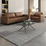 Brown Scratch Resistant Leather Reception Sofa with Arm Image - 6