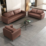 Brown Scratch Resistant Leather Reception Sofa with Arm Image - 7