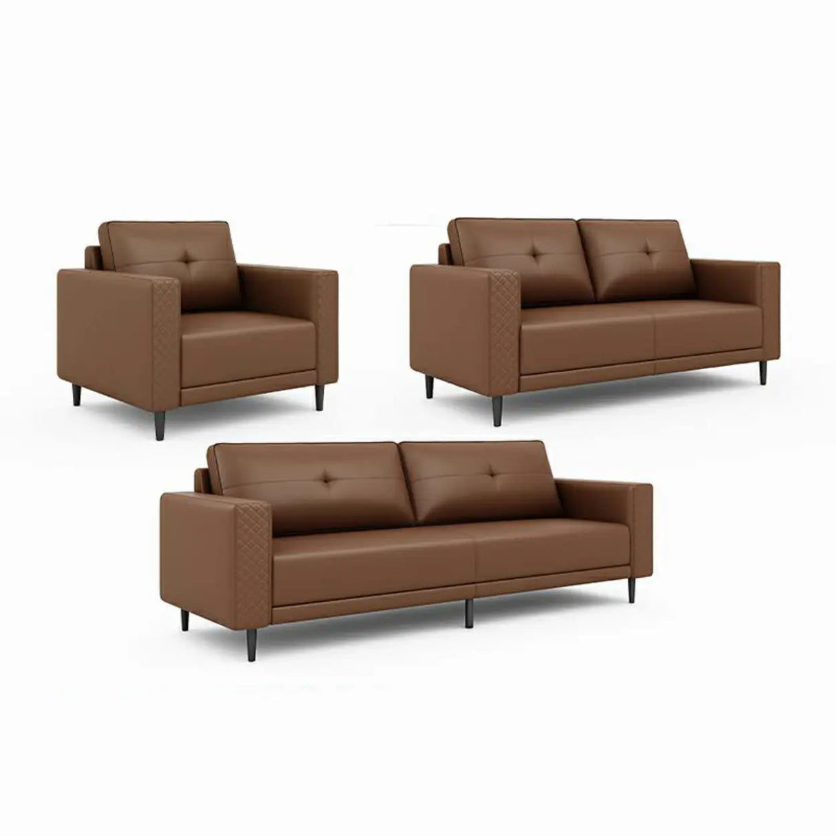 Brown Scratch Resistant Leather Reception Sofa with Arm Image - 8