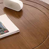 Brown Scratch Resistant Pine Wood Round Coffee Table Image - 7