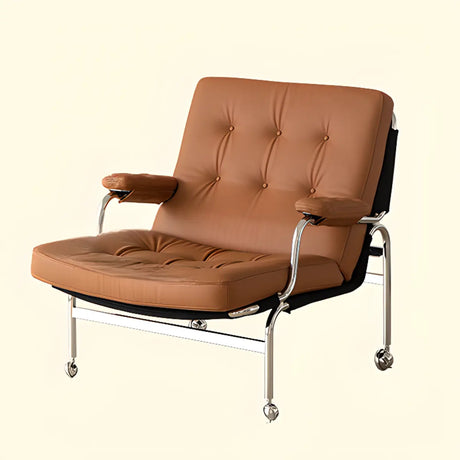 Brown Silicone Rubber Tufted Lounge Chair with Casters Image - 2