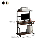 Brown Single Wooden Computer Desk with Shelves #size