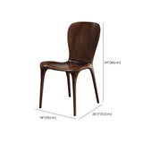 Brown Sleek Curved Back Wooden Armless Dining Chair #size