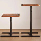 Brown Small Narrow Adjustable Wooden Single Desk Image - 1