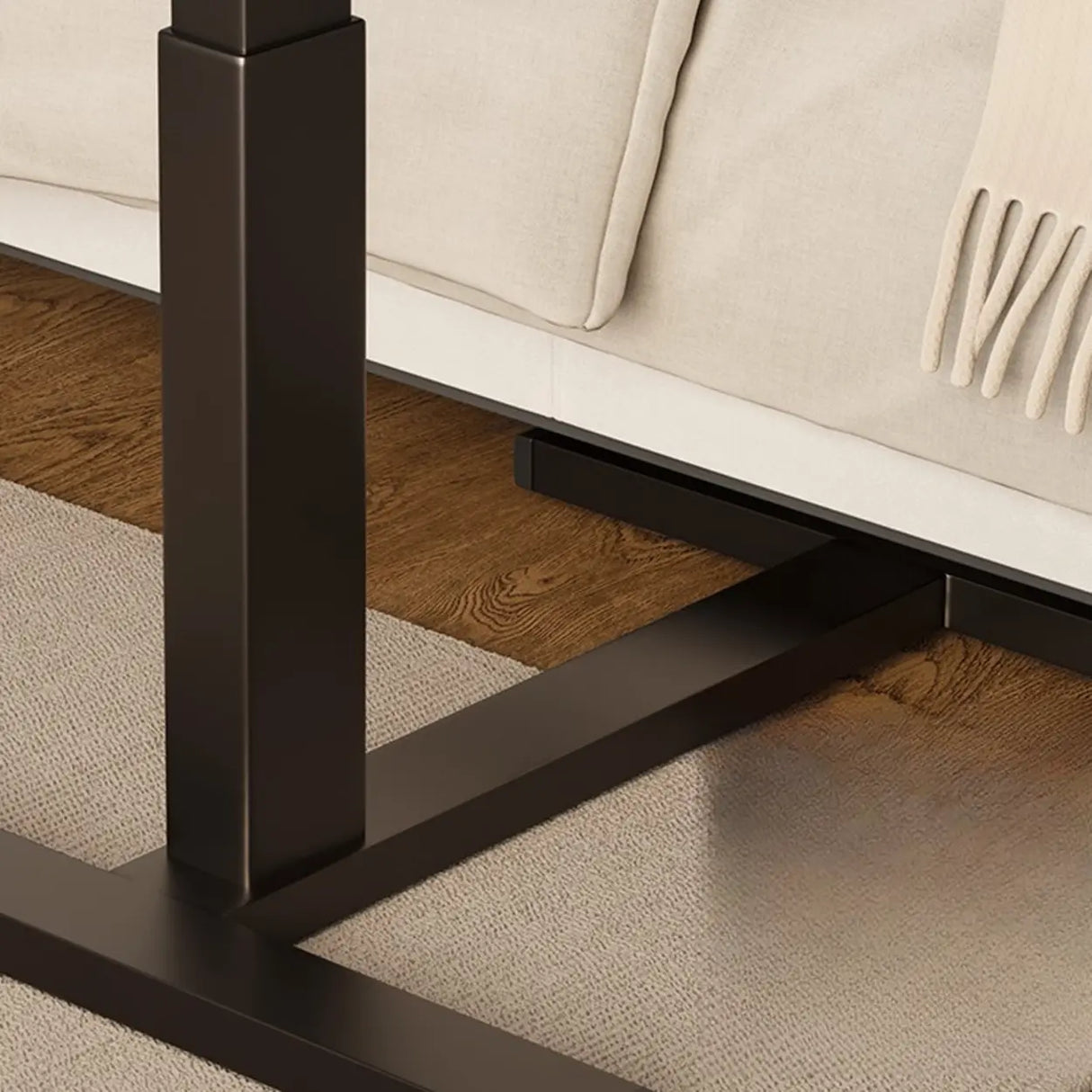  Brown Small Narrow Adjustable Wooden Single Desk Image - 12