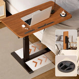  Brown Small Narrow Adjustable Wooden Single Desk Image - 4