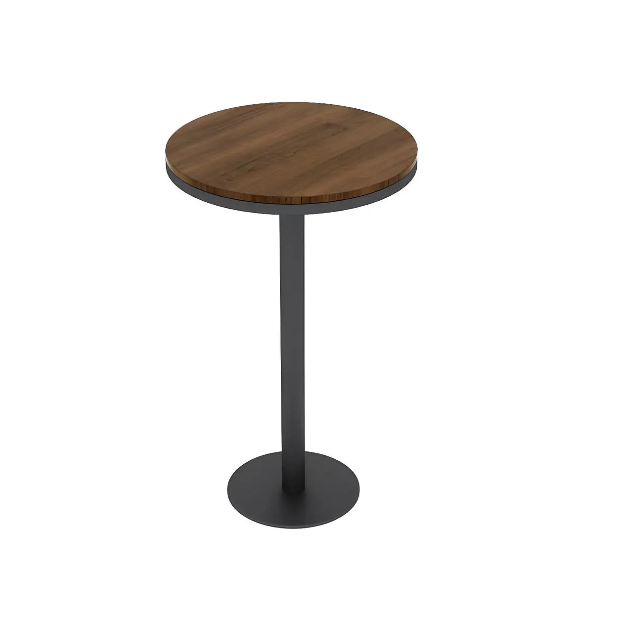 Brown Small Round Wood Metal Tall Bar Table for Gatherings Image - 4