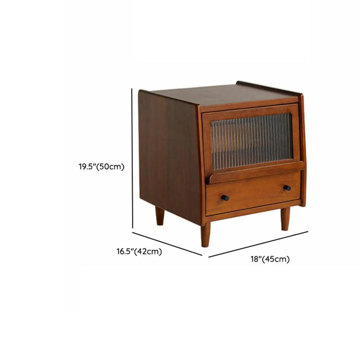 Brown Solid Wood Drawer Short Height Kids Nightstand 