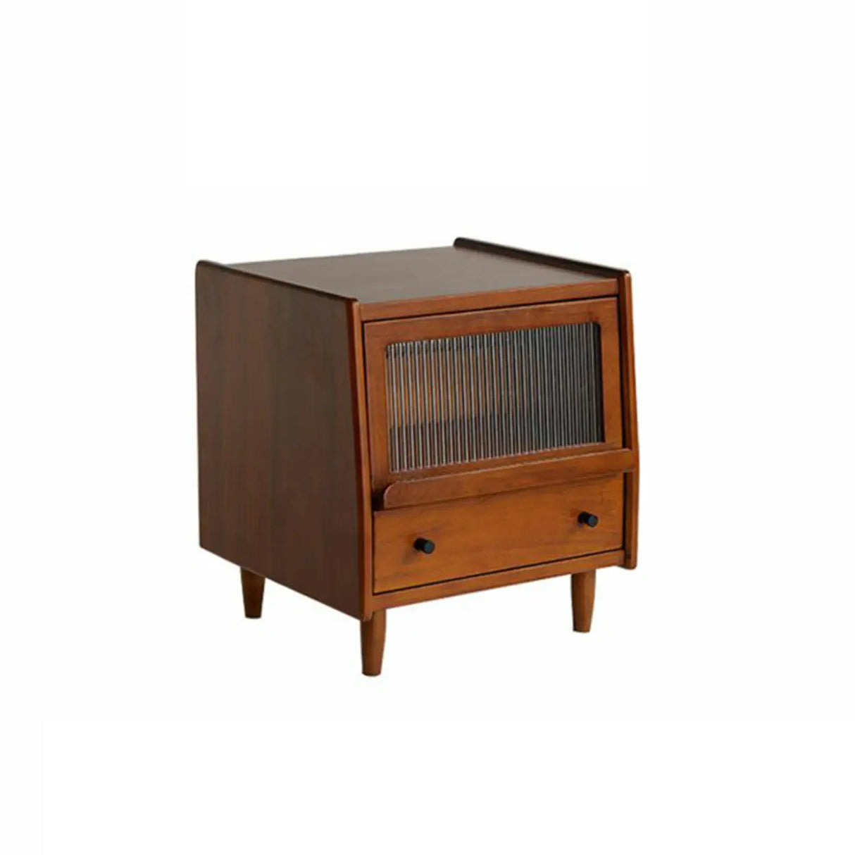 Brown Solid Wood Drawer Short Height Kids Nightstand Image - 3